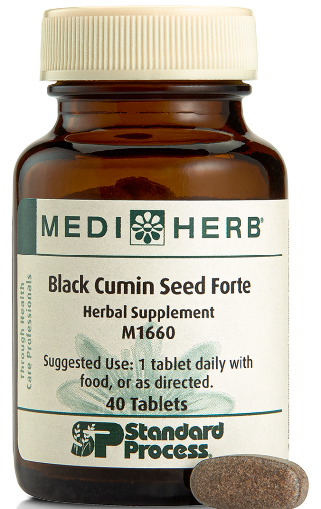 MediHerb Black Cumin Seed Forte bottle with tablets