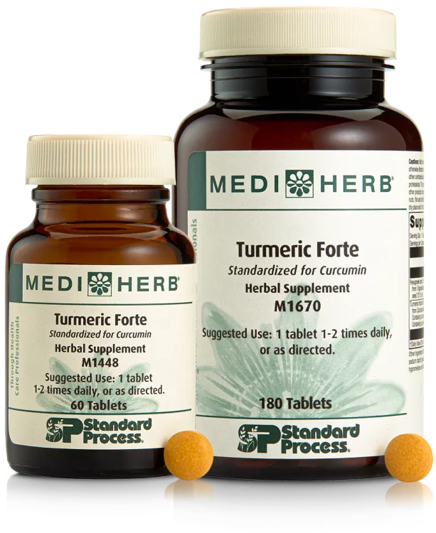 MediHerb Turmeric Forte bottles and tablets